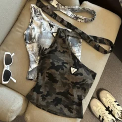 Alternative view of Camisole Crop Top with Chest Pad and Leopard Print for Y2K Shoujo Girls