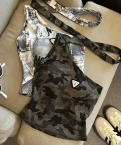 Alternative view of Sexy Woman Y2k Shoujo Girl Tops With Chest Pad Camisole Leopard Print Bustier Vest Vintage Clothing Gary Clothes Crop Top Girls