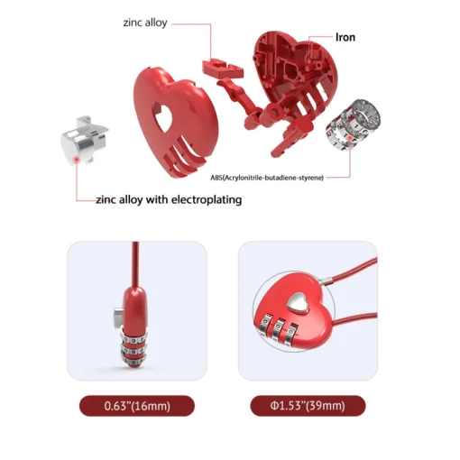 Zinc Alloy Love Lock Heart Combination Lock for Bags and Trolley Boxes - Image 4