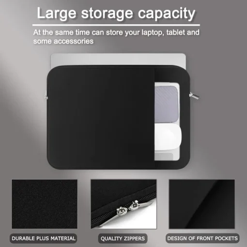 Laptop Sleeve Case - Protective Bag for 13-15.6 Inch MacBook and Laptops, Compatible with Xiaomi, Lenovo, Dell, Asus, Huawei, HP - Image 3