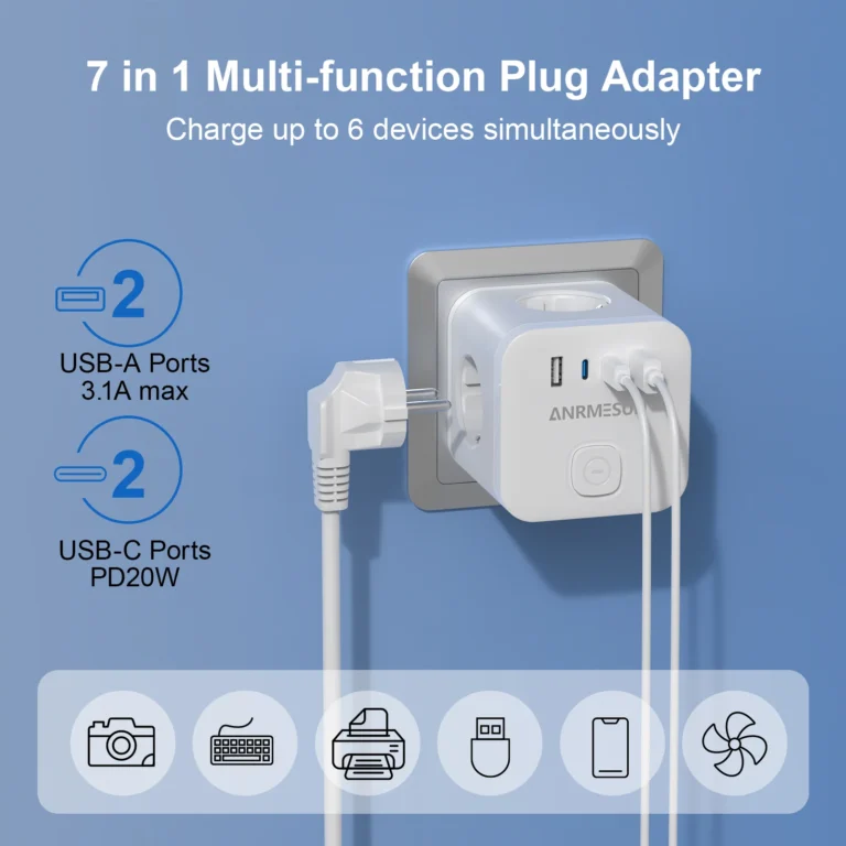 EU Plug Power Strip Cube with 3 AC Outlets Multiple Socket Adapter 100-240V 13A Electric Socket for Home Office Or Travel - Image 3