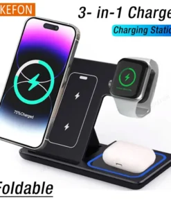 Foldable Phone Wireless Charger Station For iPhone 16 15 14 13 12 Pro Max Apple Watch 10/9/8/7/6 AirPods 3/2 Fast Charging Dock