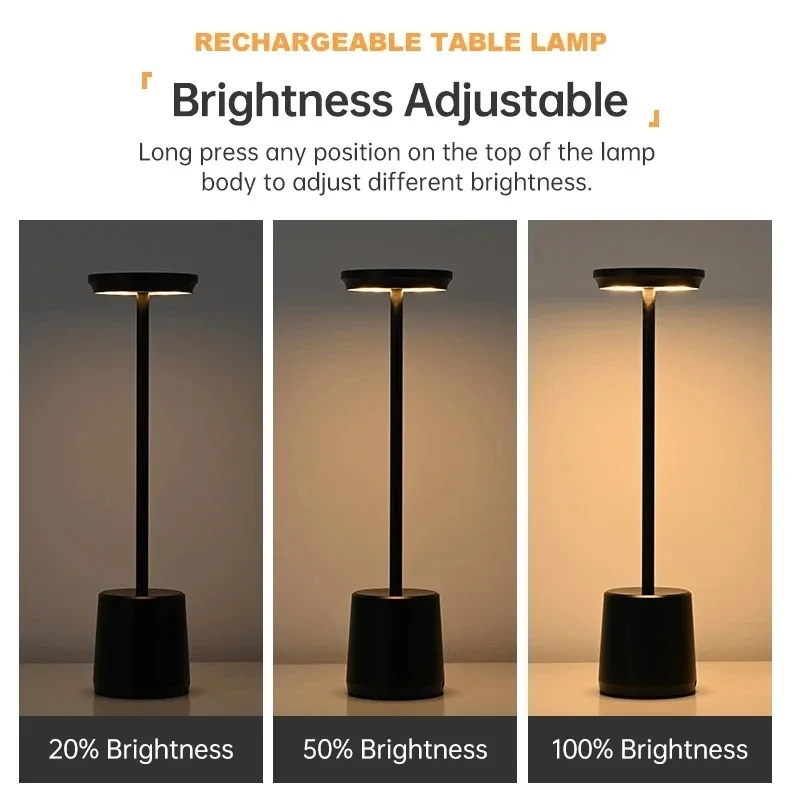 Simple Touch Sensor LED Table Lamp Rechargeable Desk Lamp 3Colors Adjustable Bedside Creative Ambient Light Bar Room Decor Light - Image 4