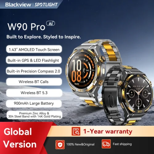 Blackview W90 Pro Smart Watch - 1.43" HD AMOLED, Bluetooth, Waterproof, 20-Day Battery Life