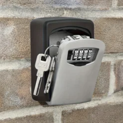 KeySafe Wall Mount Lock Box - No-Battery Combination Lock, Metal/Plastic, for Home and Travel Security