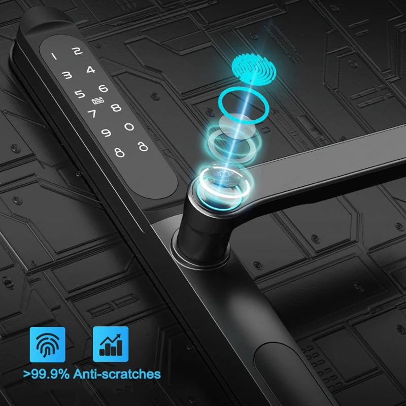 Slim Waterproof Smart Lock - 2.8CM, Fingerprint and Password Access, Compatible with TTlock App and Alexa - Image 3