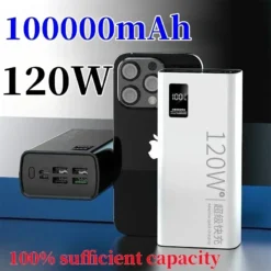 120W Super Fast Charging Power Bank with 100,000mAh Capacity for Apple, Samsung, Huawei