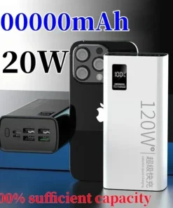 120W Super Fast Charging 100,000mAh Power Bank for Apple, Samsung, Huawei