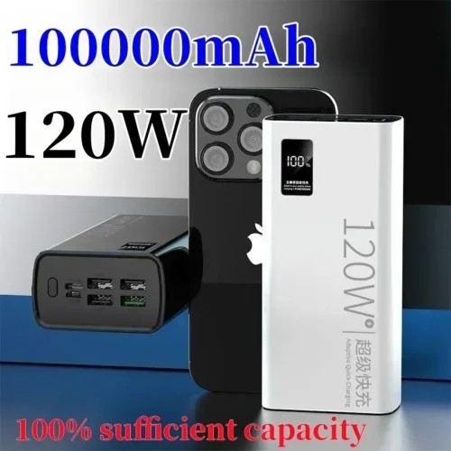120W Super Fast Charging 100,000mAh Power Bank for Apple, Samsung, Huawei