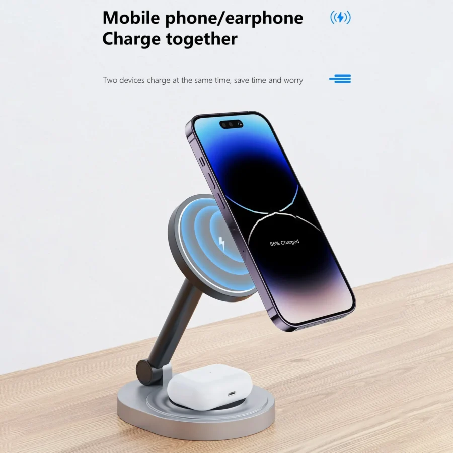 3-in-1 Magnetic Wireless Charging Stand for MagSafe iPhone, Apple Watch, and AirPods - Image 4