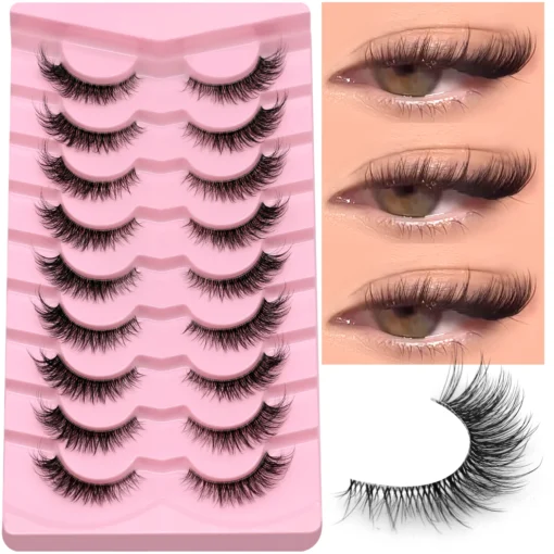 Fluffy Cat Eye Mink Lashes with D Curl and Clear Band for Natural Look - Image 7