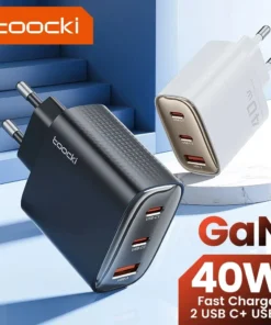 Toocki 40W GaN Dual USB-C Fast Charger for iPhone and Samsung