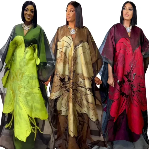 Luxury African Embroidered Dress Set for Women - Elegant Party Wear