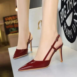 Alternative view of Stiletto Pumps with Hollow-out Design in Patent Leather for Women