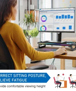 Alternative view of ITLY D2 Computer Monitor Riser Stand - Multi-functional Foldable Desktop Organizer with Storage Base