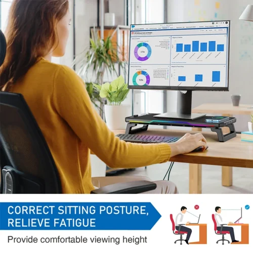 Alternative view of ITLY D2 Computer Monitor Riser Stand - Multi-functional Foldable Desktop Organizer with Storage Base