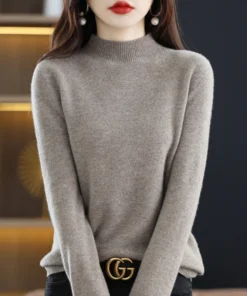 100% Pure Wool Half-neck Pullover In Autumn And Winter New Cashmere Sweater Women's Casual Knit Top Women's Coat 19 Colors