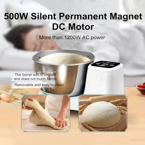 Vertical Stand Mixer with 5L Stainless Steel Bowl and 500W Power for Home Bakers - Image 5