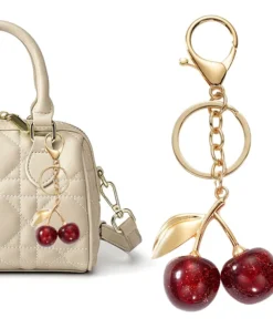 Elegant Cherry Key Chain for Ladies, Sturdy and Durable Alloy Lobster Clasp, Versatile and Stylish Bag Pendant