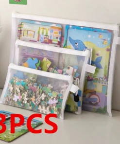 Mesh Zipper File Bag for Toy Storage - Transparent Finishing Storage Box for Building Blocks and Puzzles