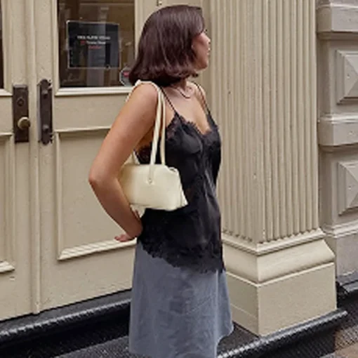 Asymmetrical Lace Tank Top for Women, Sleeveless Backless Y2K Camisole in Black - Image 4