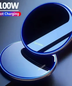 100W Metal Wireless Charger Pad Led Light for iPhone 16 15 14 13 12 Pro Max Samsung Xiaomi Mini Fast Wireless Charging Station