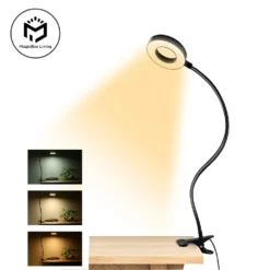 LED Clip-On Desk Lamp with 48 Lights and 360° Flexible Gooseneck for Reading and Studying