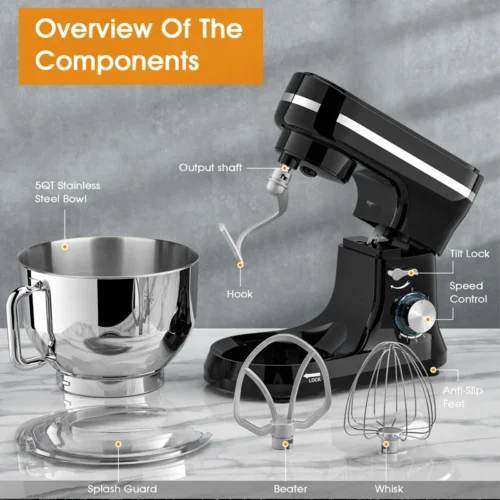Alternative view of Powerful 1000W Stand Mixer with 8 Speeds and Bowl - Multifunctional Kitchen Food Processor