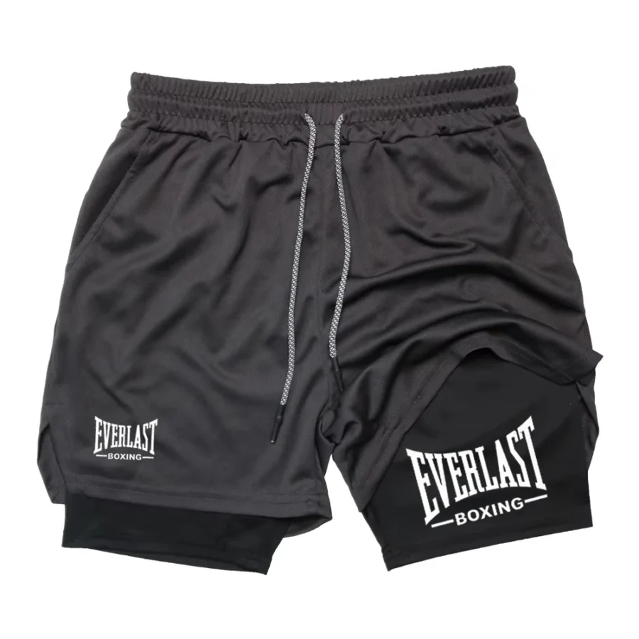 Men's compression gym shorts, EVERLAST printed sports pants, double layered, quick drying, basketball, muscle, fitness RL0365 - Image 7