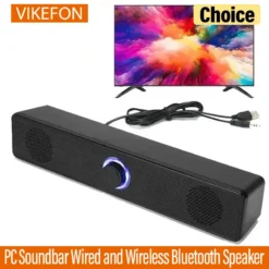 Wired and Wireless Bluetooth Soundbar with Rich Sound Quality for TV, Laptop, and Gaming