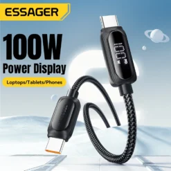 Alternative view of Essager USB Type C to USB C Cable 100W 5A Fast Charging Wire for Macbook and Samsung Devices