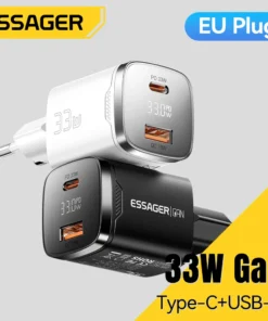 Essager 33W GaN USB C Charger Digital Display PD Fast Charging For iPhone 16 15 14 Max Pro iPad For Xiaomi Poco Samsung Charger