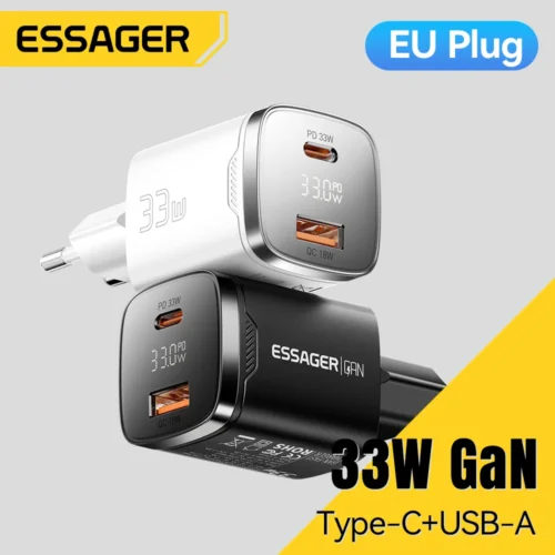 Essager 33W GaN USB C Charger Digital Display PD Fast Charging For iPhone 16 15 14 Max Pro iPad For Xiaomi Poco Samsung Charger