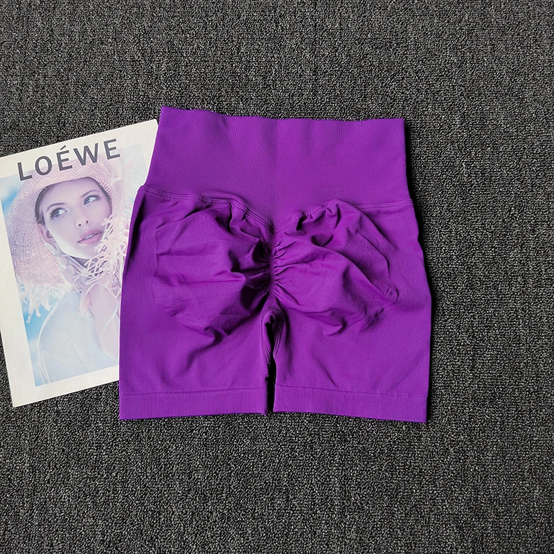 High Waist Peach Yoga Shorts for Women – Knitted, Elastic, Comfortable Fit - Image 4