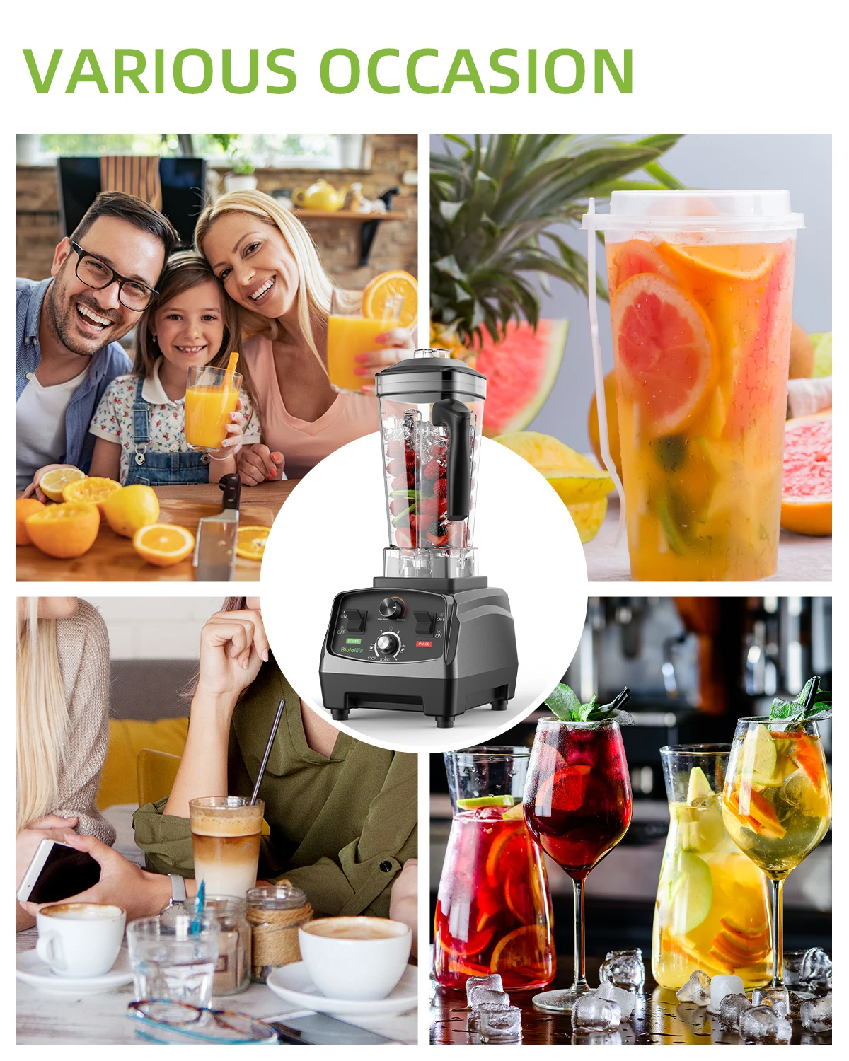 Heavy-Duty 2L Blender with Timer and BPA Free Design for Smoothies and Juicing - Image 6