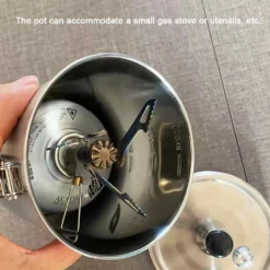 Alternative view of Ultra-Light Mini Pressure Cooker with Folding Handle, 304 Stainless Steel for Camping
