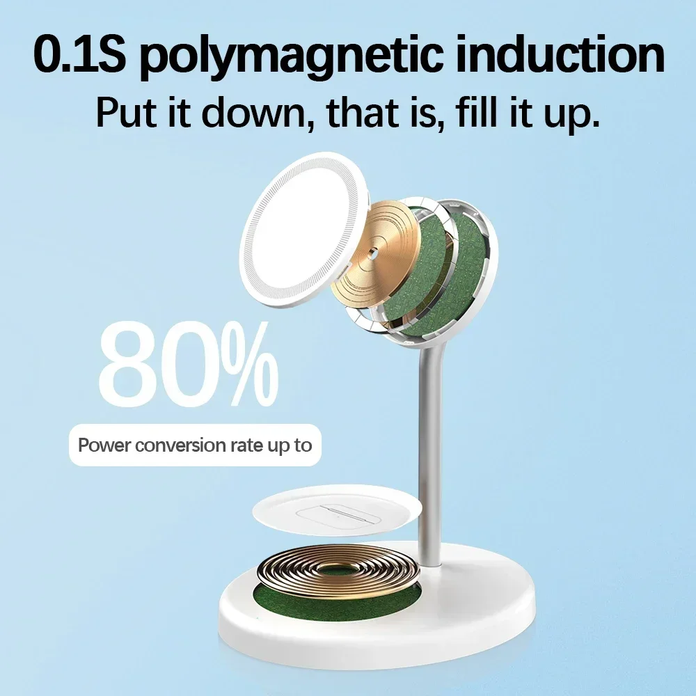 30W Magnetic 2 in 1 Wireless Charger Stand with Fast Charging for iPhone 15 14 13 12 Pro Max and AirPods Pro - Image 4