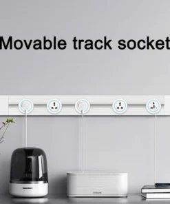 Track Socket Kitchen Wall Outlet, FR EU US UK Universal Standard Round Romovable Adapter Plug，Electrical Outlet with USB, white