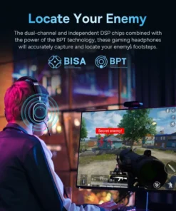 Alternative view of Baseus GH02 Wireless Gaming Headphones with Microphone - Over-Ear, Bluetooth 5.3, 40mm Drivers, RGB Lights