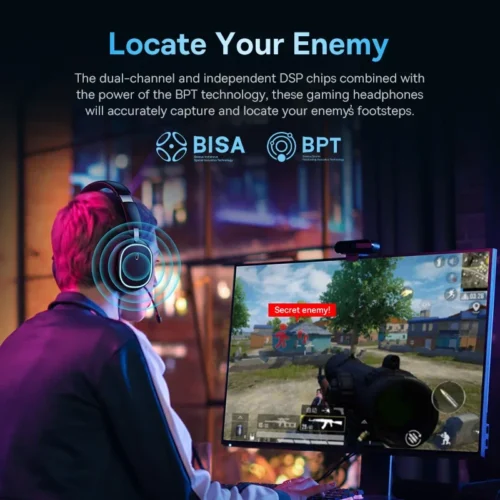 Alternative view of Baseus GH02 Wireless Gaming Headphones with Microphone - Over-Ear, Bluetooth 5.3, 40mm Drivers, RGB Lights