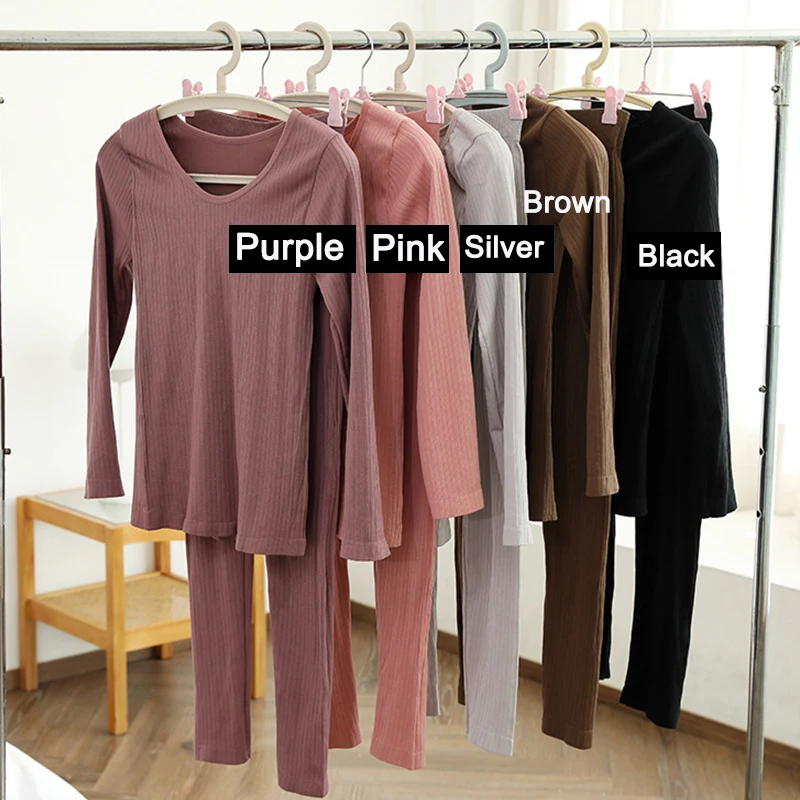 1 Set Warm Thermal Underwear Sexy Ladies Intimates Long Johns Women Shaped Sets Female Middle Collar Thermal Shaping Clothes - Image 3
