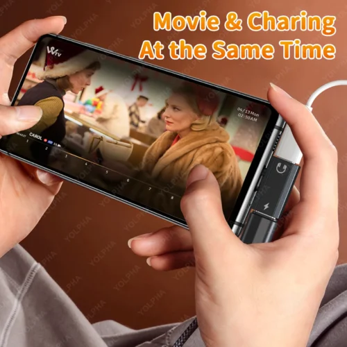 Alternative view of 2 In 1 USB C To Type-C Converter Mobile Phone Charging / Earphone Splitter Type C Adapter For Xiaomi Huawei IPhone 15 IPhone 16