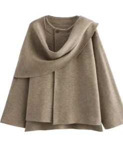 Alternative view of MUJER Women's Plush Winter Parka with Asymmetric Scarf, Long Sleeve