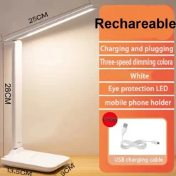 LED Table Lamp with Touch Control and USB Charging for Reading and Eye Protection