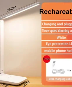 2026 Chargeable LED Table Lamp USB Color Stepless Dimmable Desk Lamp Touch Foldable Eye Protection Reading Night Light