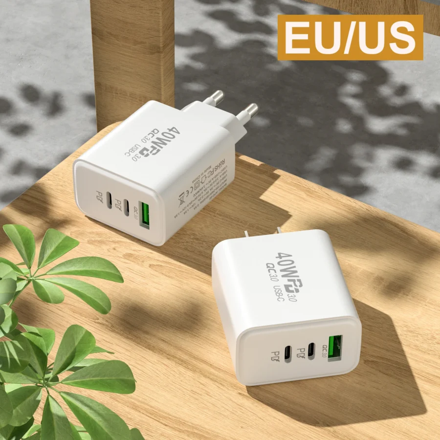 PD 60W Fast USB Charge Charger 3Ports EU/US Plug Wall Charger Adapter For iPhone 14 13 Xiaomi Huawei Samsung USB C Phone Charger - Image 4