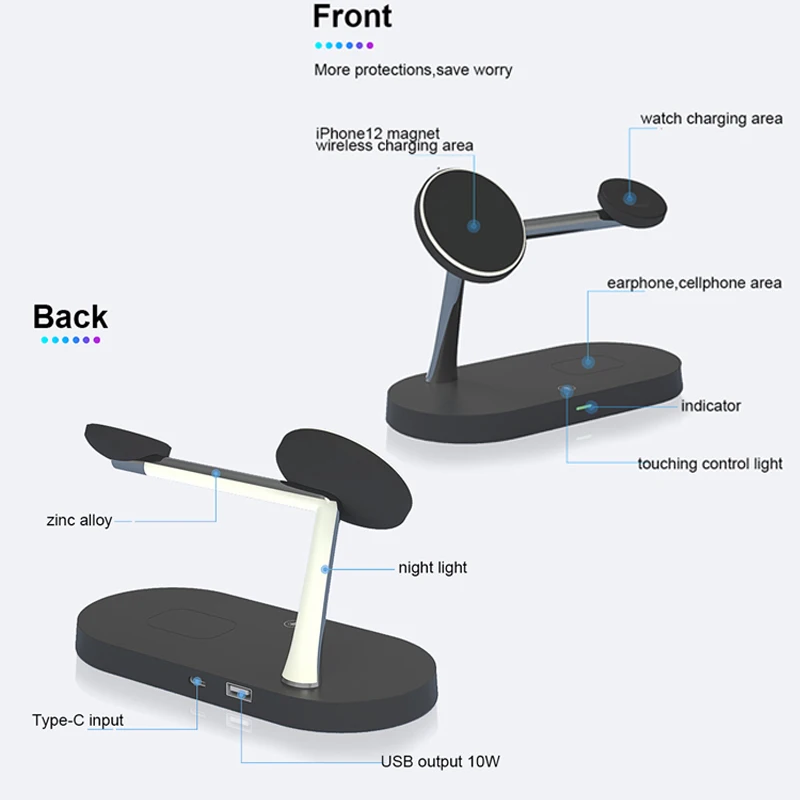 3-in-1 Wireless Charger Stand for iPhone, Apple Watch, and AirPods - Fast Charging Station - Image 4
