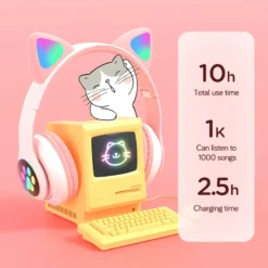 Alternative view of Bluetooth 5.0 Cat Ear Headphones with Microphone for Kids