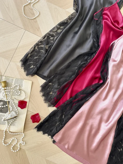 Lace Splicing Nightdress for Women - Sexy and Comfortable Pajamas for Home and Parties - Image 4