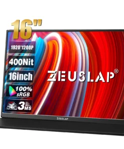 ZEUSLAP 16" Portable IPS Monitor with 100% sRGB - Travel Gaming Display for Laptops and Consoles